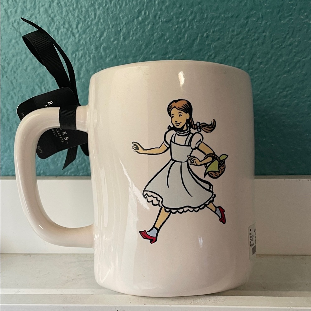 Rae Dunn White Mug with Girl Illustration
